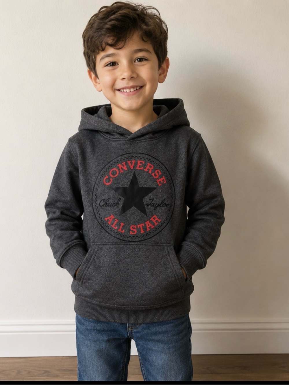 4T - Converse Dark Gray Hoodie with Red Accents